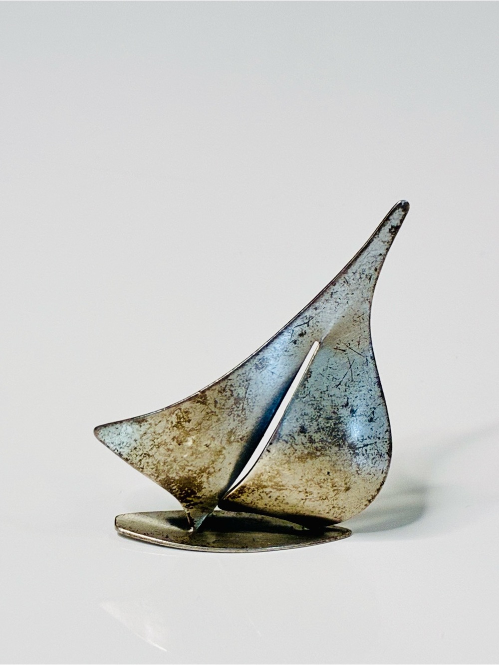 VTG Beau Sterling Silver Sailboat Brooch Sleek Nautical Accent Distressed Unisex